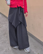 check skirt layered pants