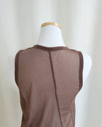 henry neck sheer sleeve less top