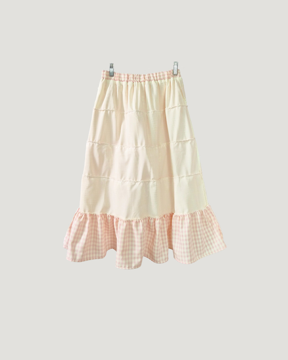 gingham check tiered skirt