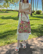 leopard ribbon pattern tote bag