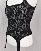 lace sheer garter bustier