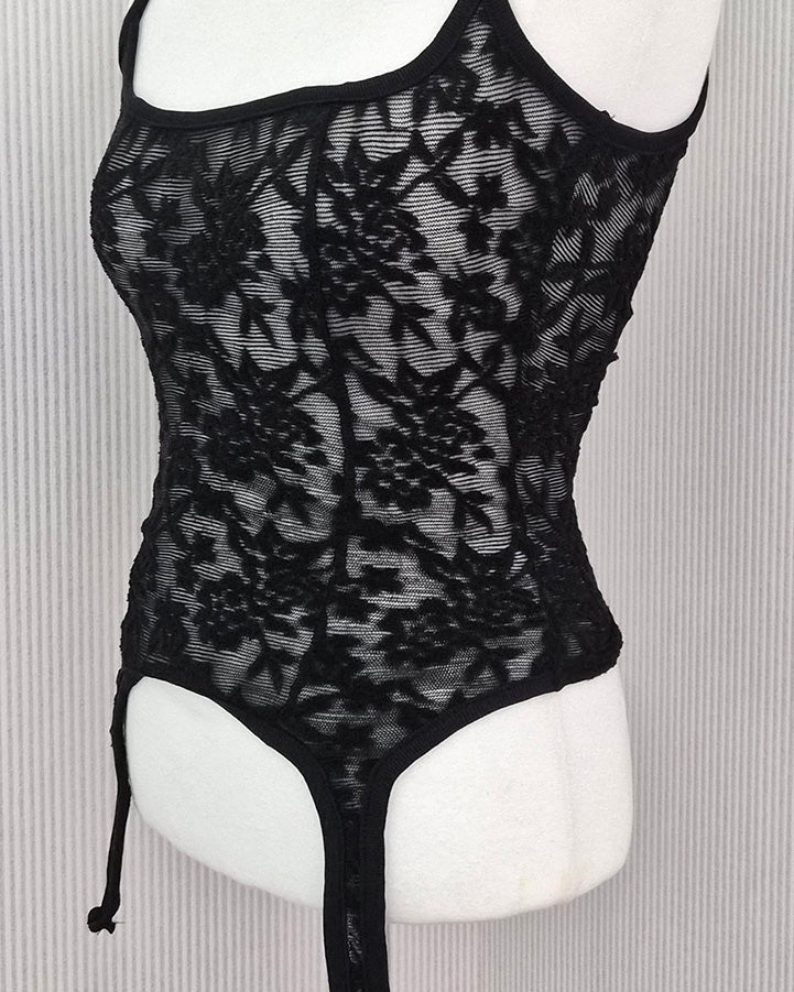 lace sheer garter bustier