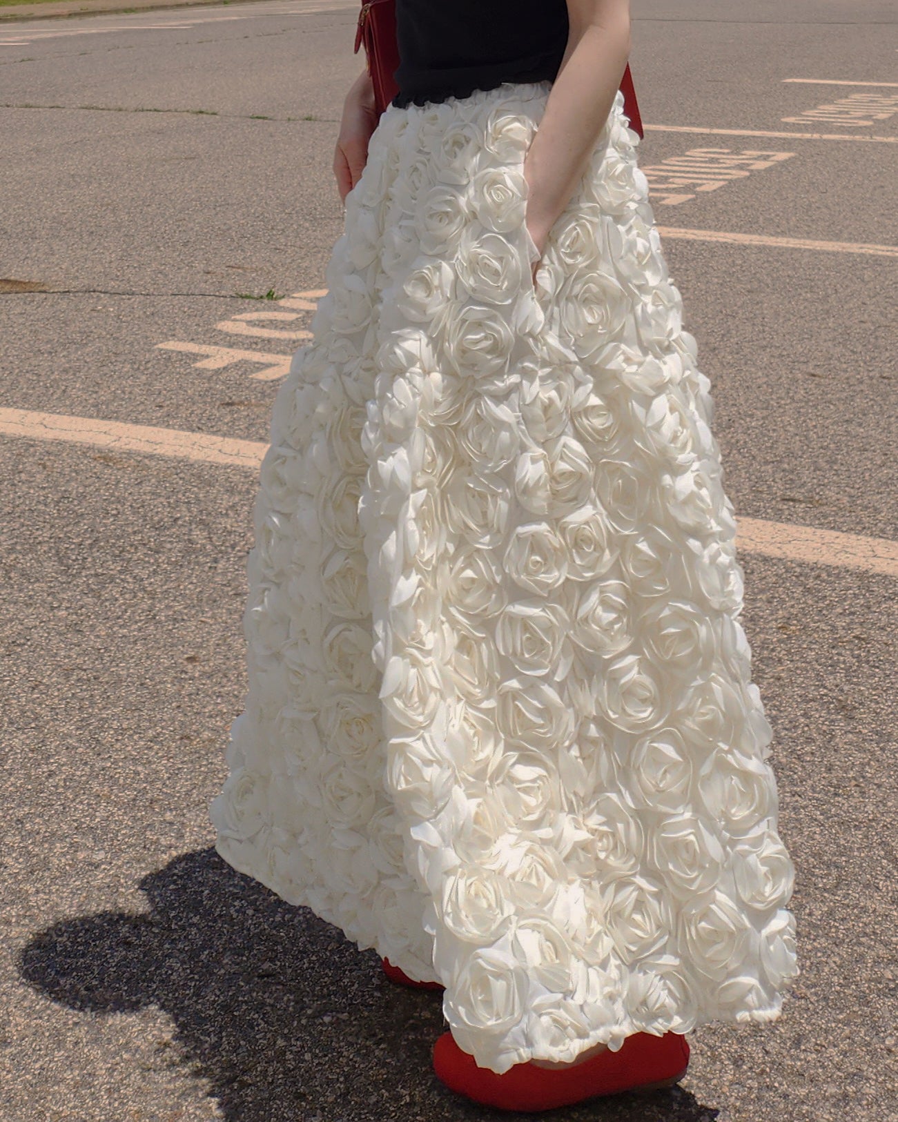 rose volume flare skirt