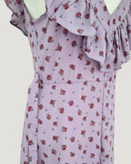 rose pattern frill long dress