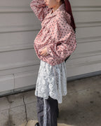 dot frill nylon blouson