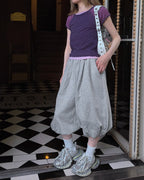 sweat nylon switch balloon half pants