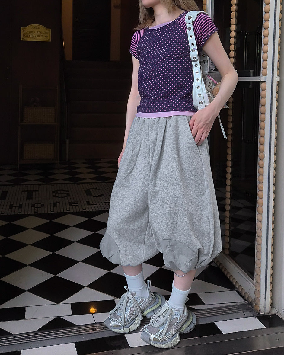 sweat nylon switch balloon half pants