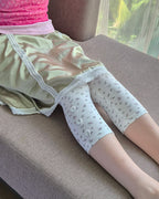flower button point capri leggings