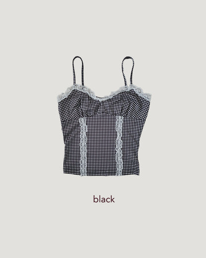 gingham check lace point camisole
