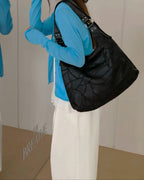 stitch pattern faux leather shoulder bag