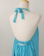 halter neck back open long dress