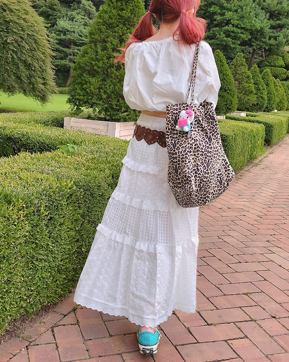 cotton tired long skirt