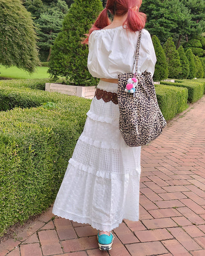 cotton tired long skirt