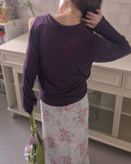 wrap drape neck long sleeve top