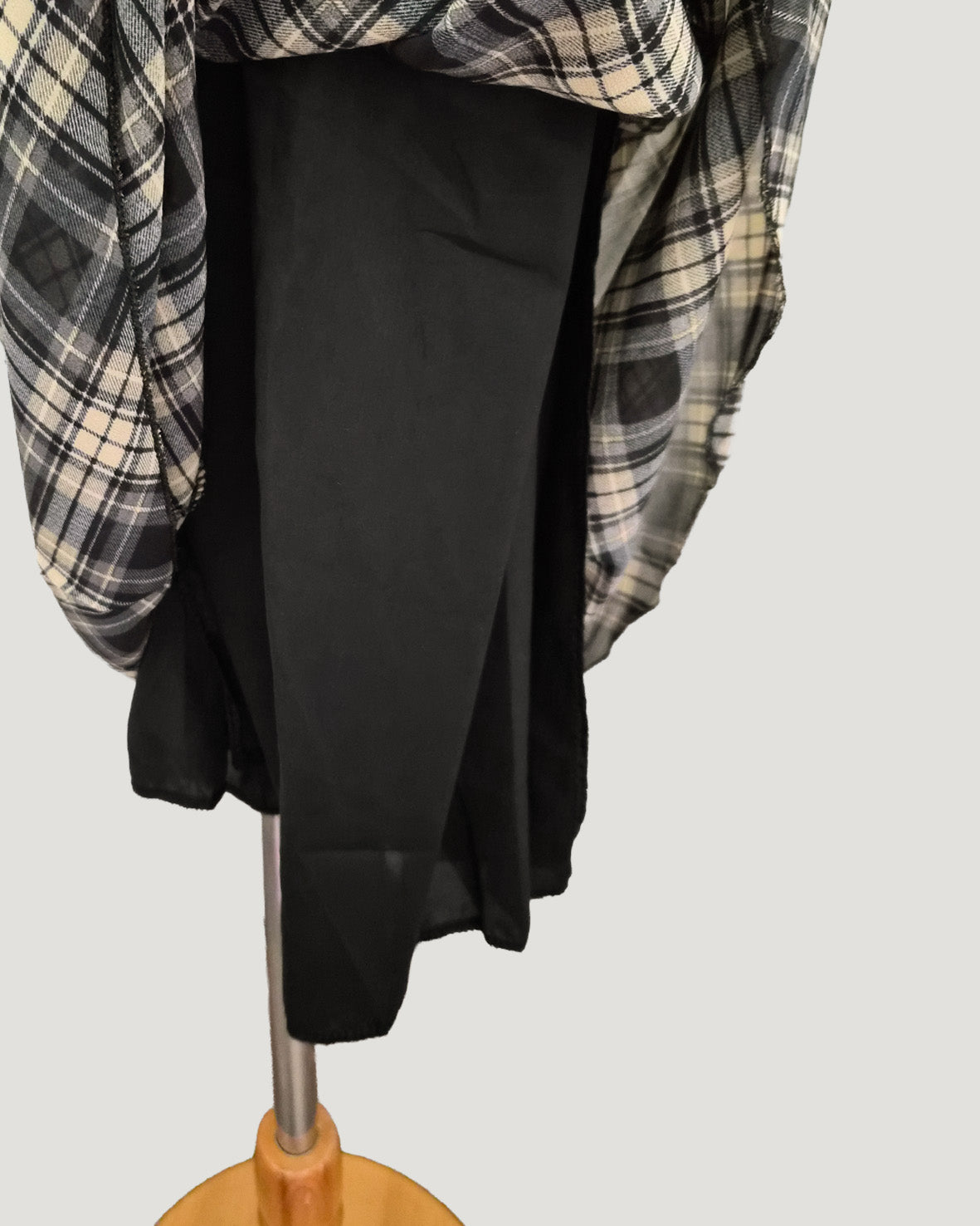 check frill long dress
