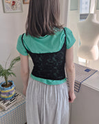 lace sheer garter bustier