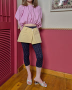 flower button point capri leggings