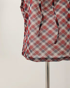 sheer check sleeve less top