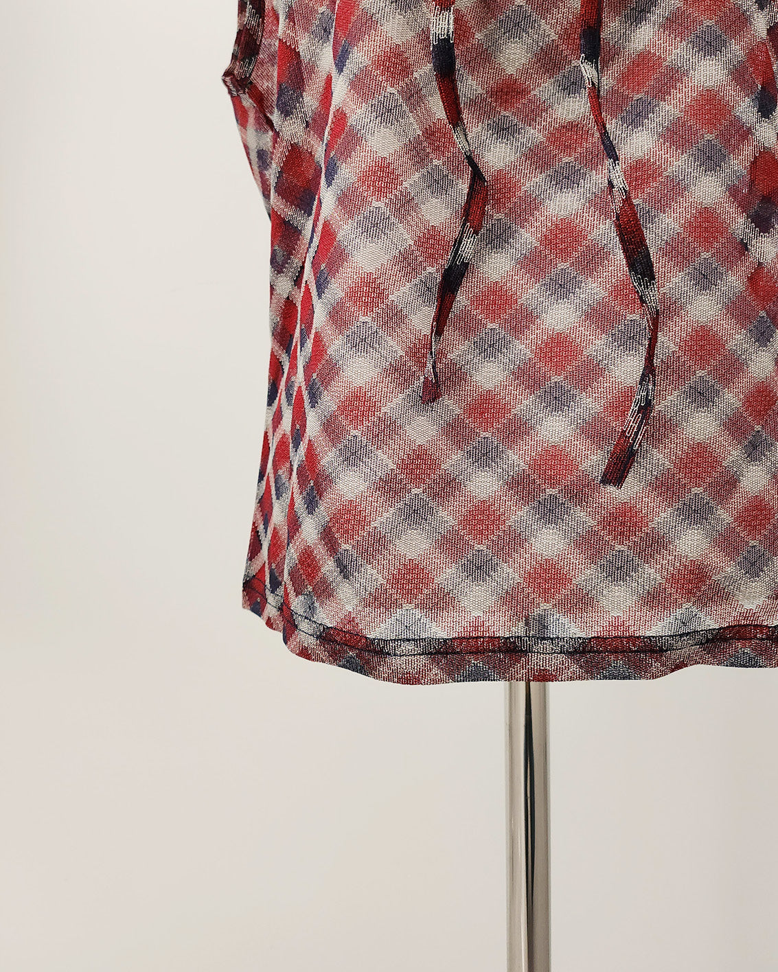 sheer check sleeve less top