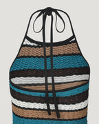 multi stripe halter neck knit like top