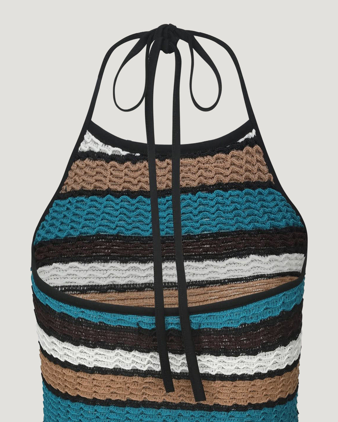 multi stripe halter neck knit like top