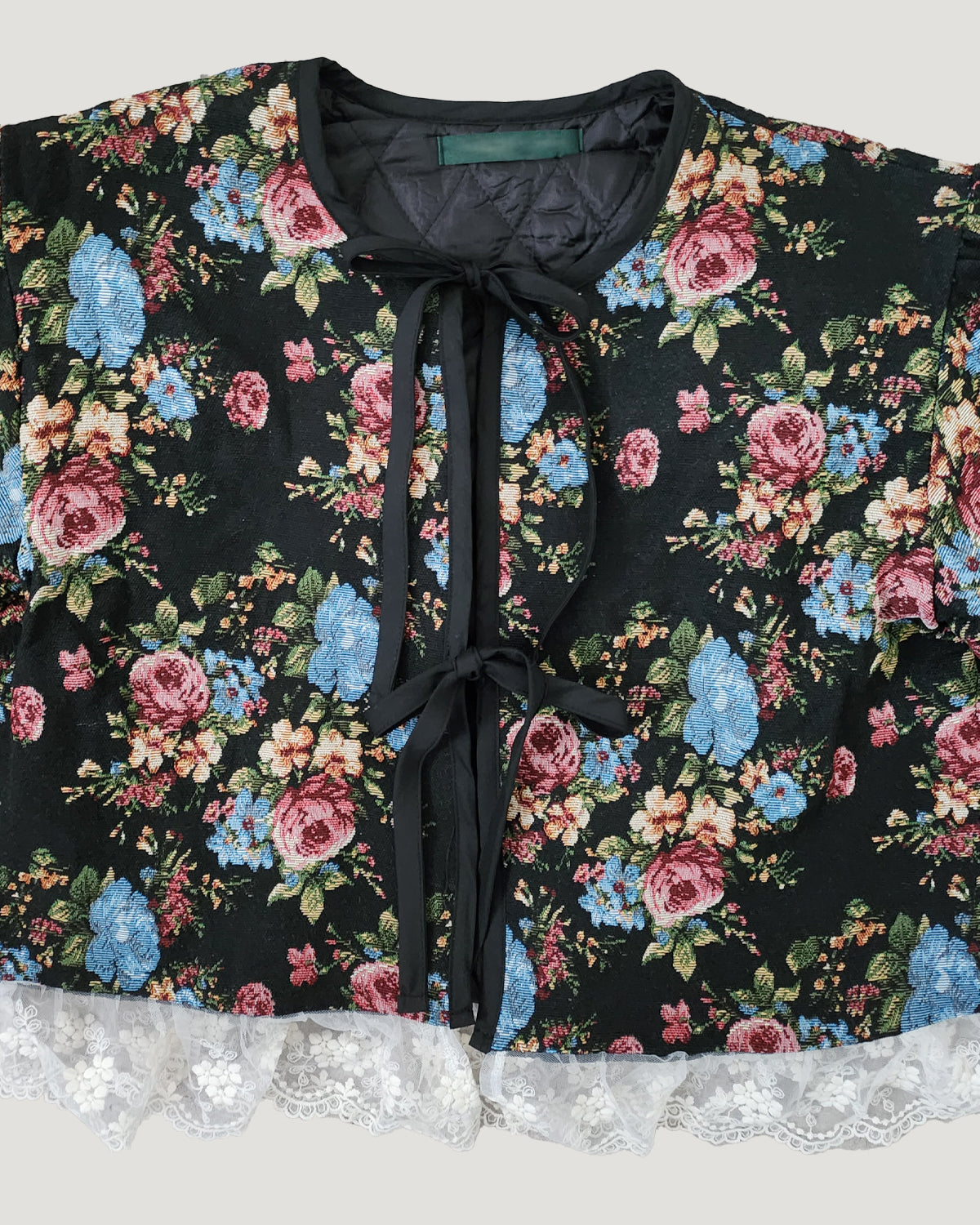 jacquard flower no color lace quilted jacket