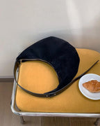 faux suede half moon bag