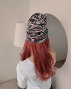 90's zebra knit beanie