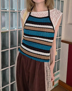 multi stripe halter neck knit like top