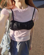 satin shirring short bustier