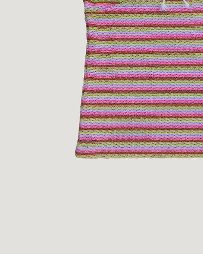 multi stripe lace point eyelet knit