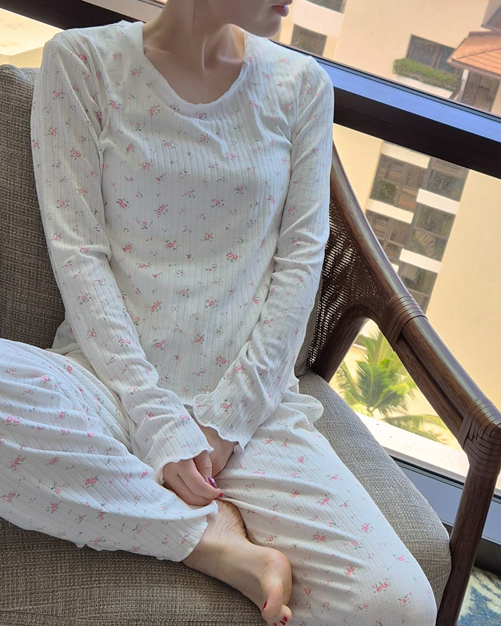 flower long sleeve room wear (2点セット)