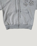 flower motif sweat zip hoodie