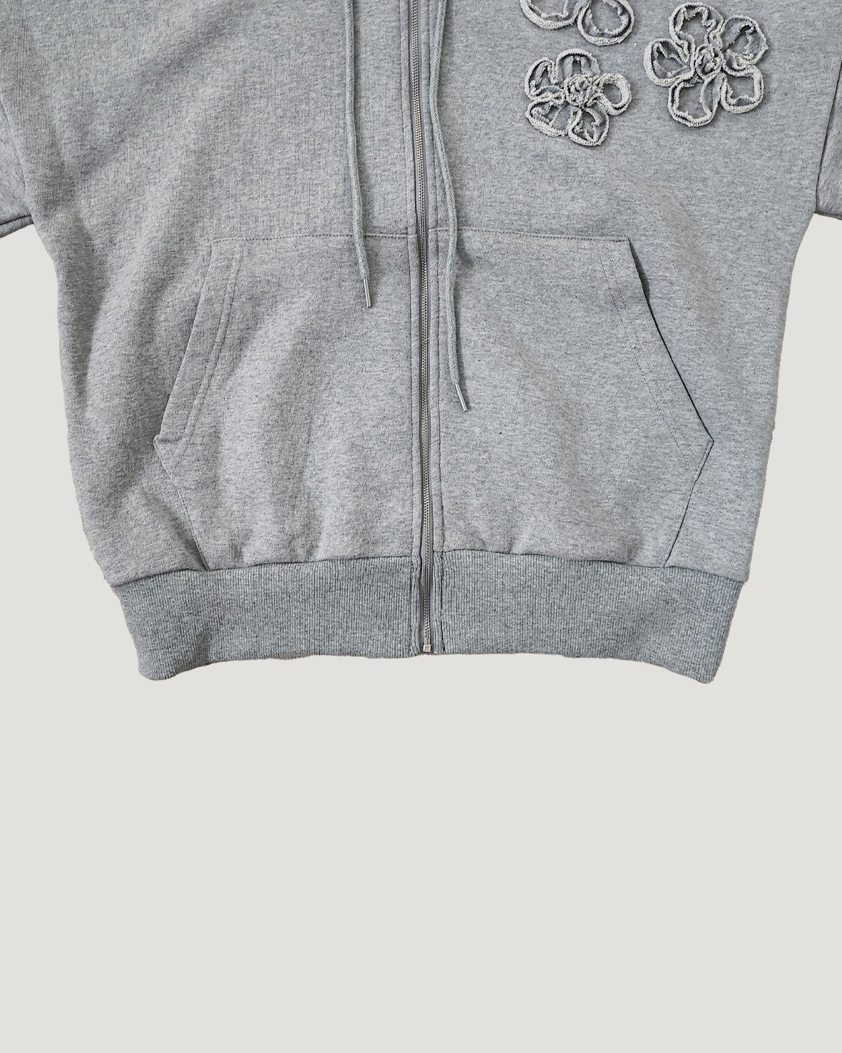 flower motif sweat zip hoodie
