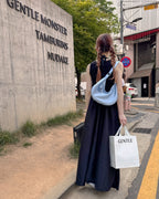 halter neck back open long dress