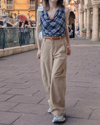 check draped shirring top