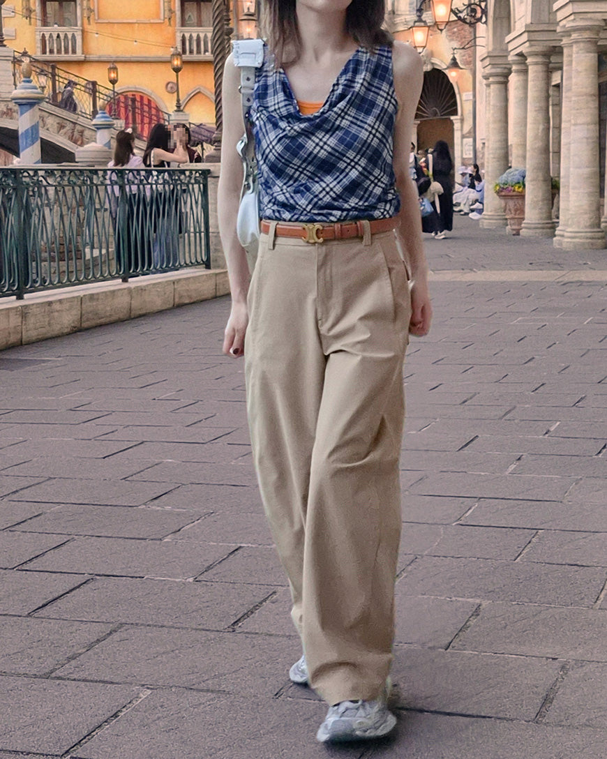 check draped shirring top