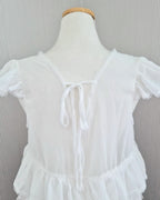 V neck tiered chiffon sleeveless  blouse