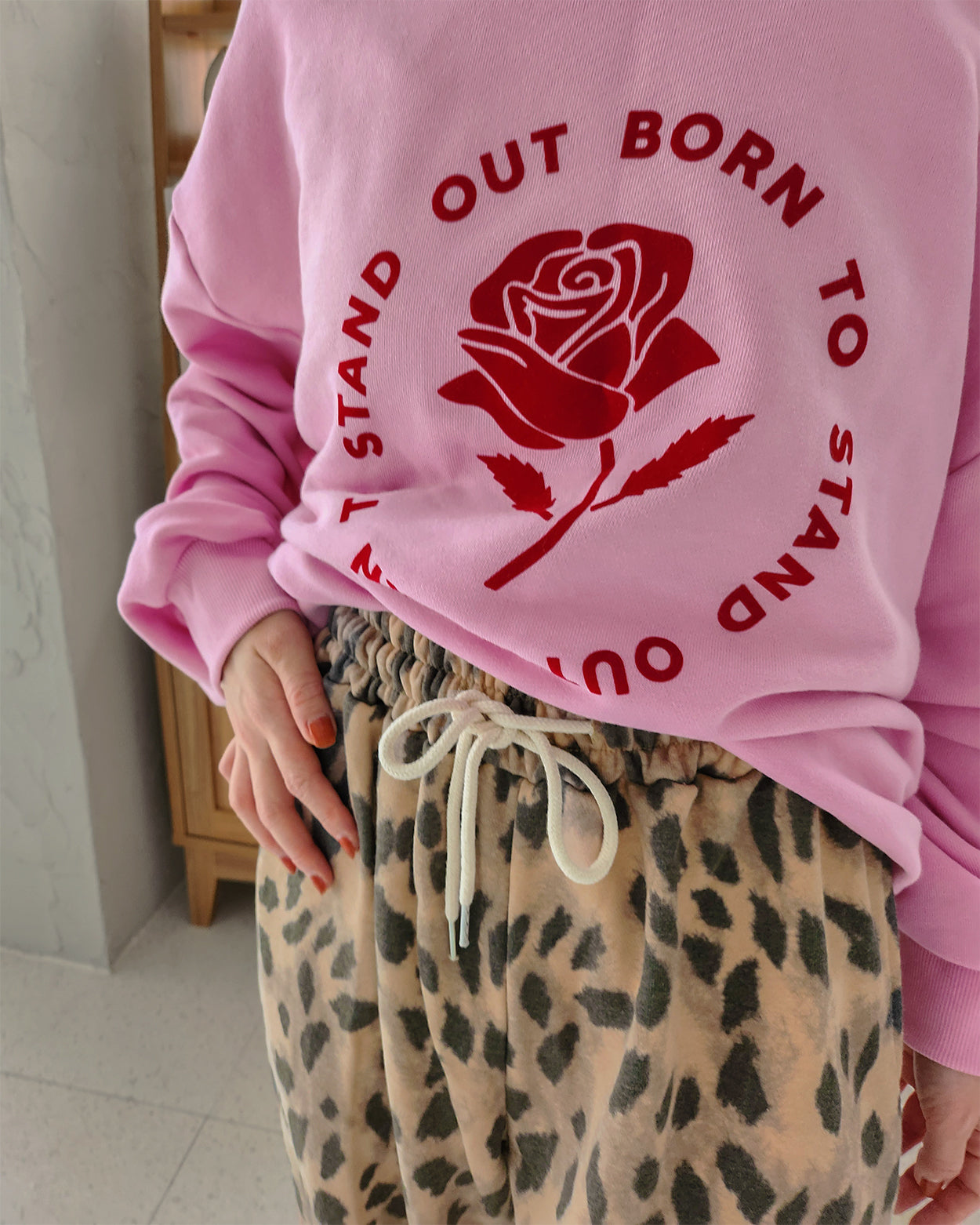 rose motif sweatshirt