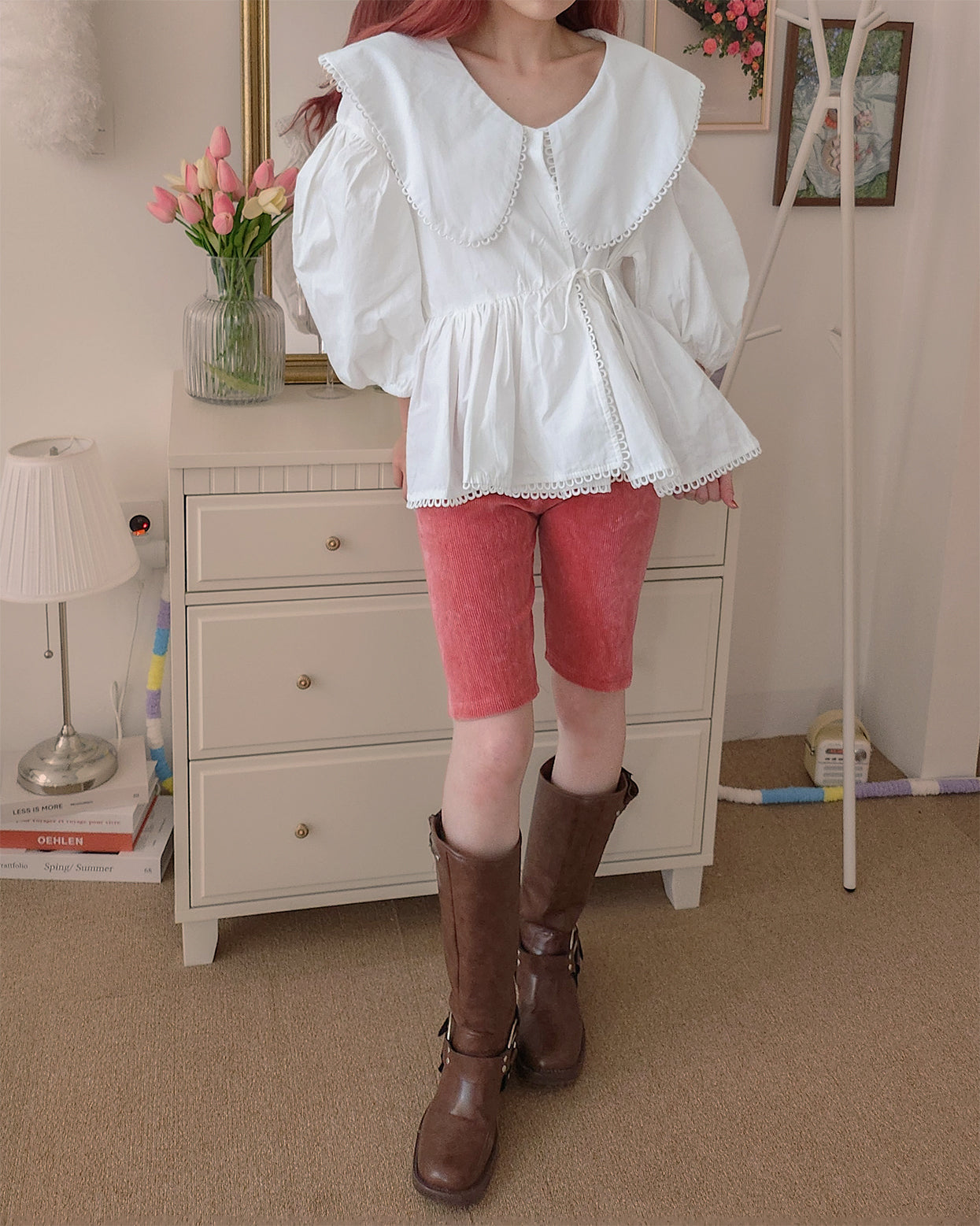velvet half rib leggings