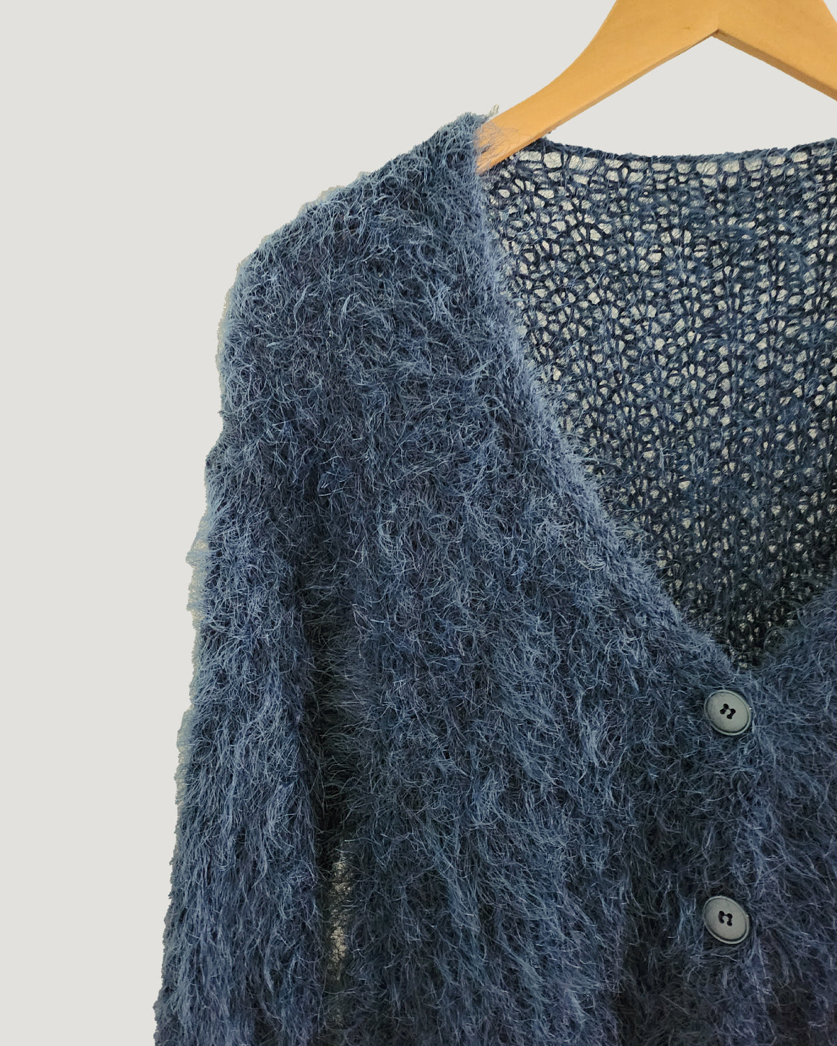 shaggy knit color cardigan – juday