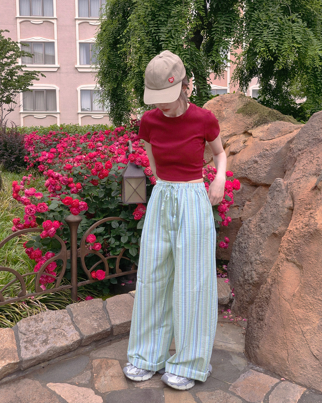 multi stripe wide pants