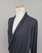 wrap drape neck long sleeve top