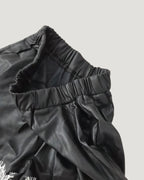 fake leather lace point short pants