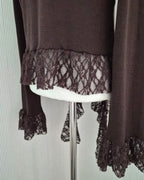 frill lace flare cardigan