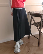 lace point pleated midi skirt