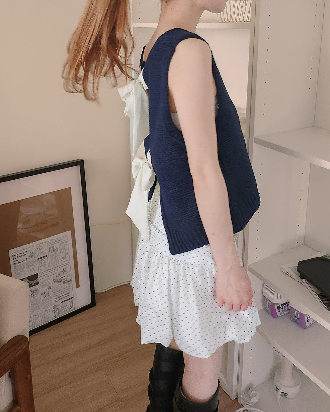dot frill balloon mini skirt