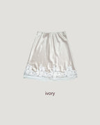 satin hem lace mini skirt