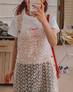 flower lace sheer salopette dress