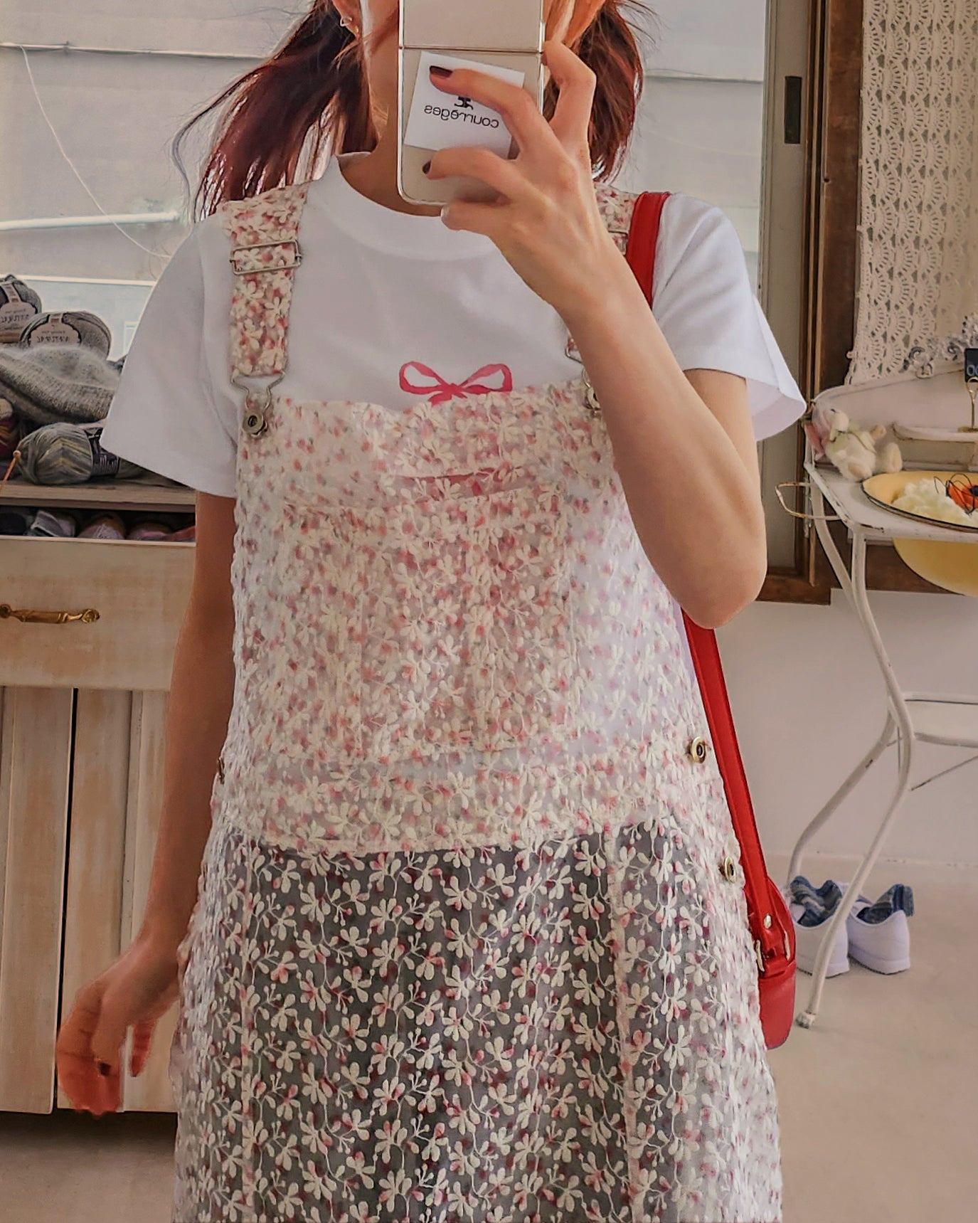 flower lace sheer salopette dress
